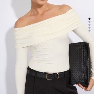 Foldover off the shoulder long sleeve
